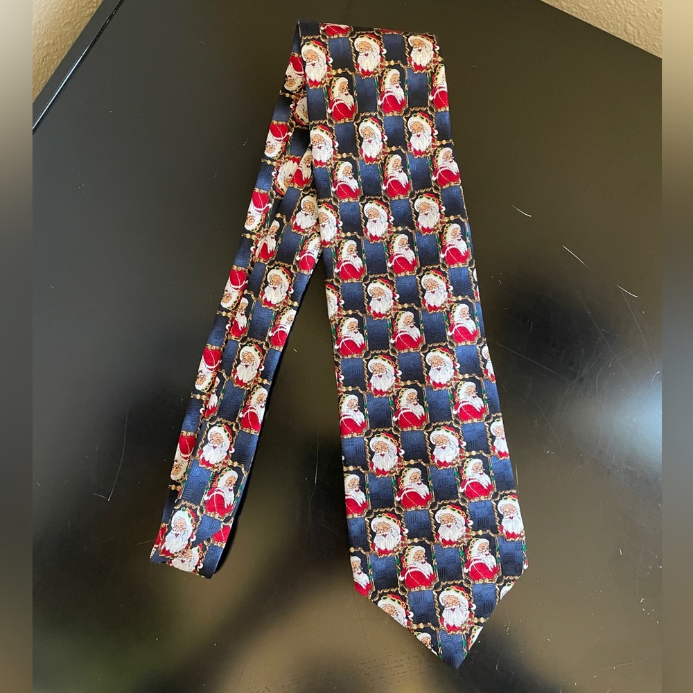 Santa Claus Patterned Silk Tie Christmas Holiday Party 🎅